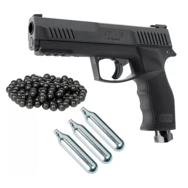 Pistola Umarex T4E TP50 Generacion2 Traumática Disuasiva + 3 Capsulas +  100 Postas De Goma